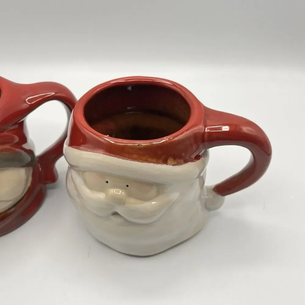 Snowman And Santa Holiday Target 2010 Stoneware Ceramic 16 oz Coffee, Tea Qty 2